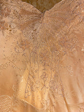 Load image into Gallery viewer, Exquisite peach silk embroidered night gown/ slip / dress