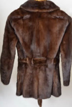 Load image into Gallery viewer, Brown Mink jacket with belt.
