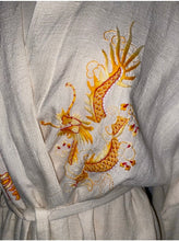 Load image into Gallery viewer, White raw silk embroidered dressing gown
