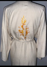 Load image into Gallery viewer, White raw silk embroidered dressing gown
