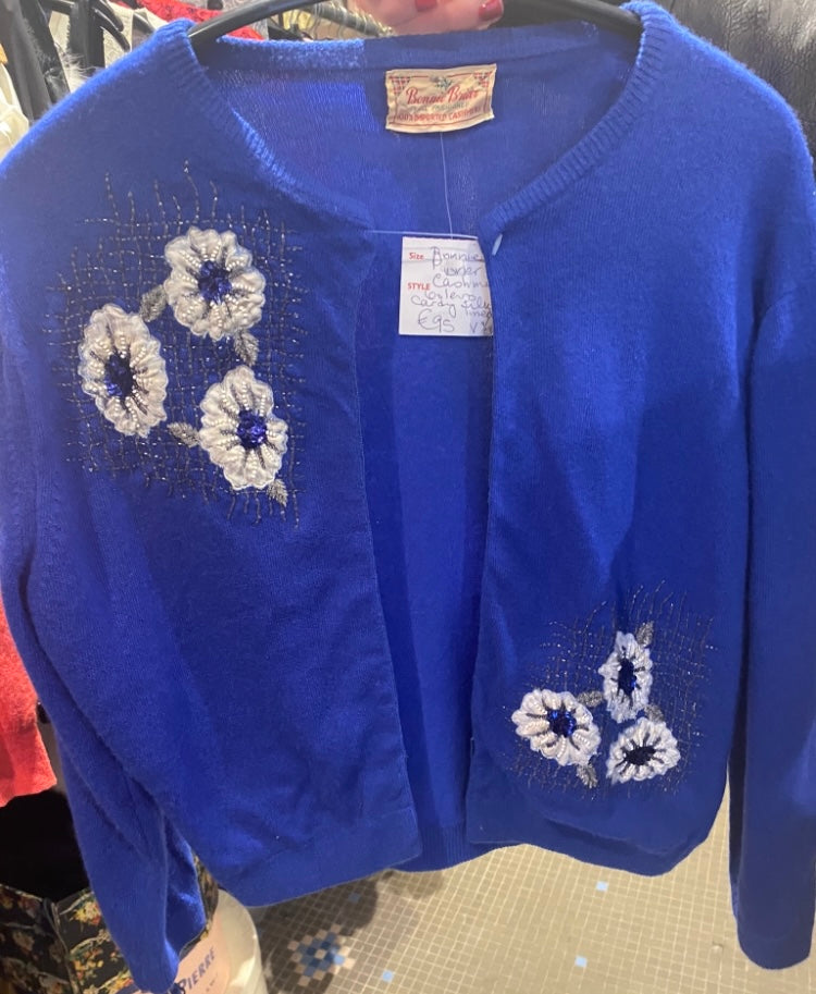 Blue beaded vintage bolero cardy
