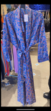 Load image into Gallery viewer, Paisley 40’s blue dressing gown with belt
