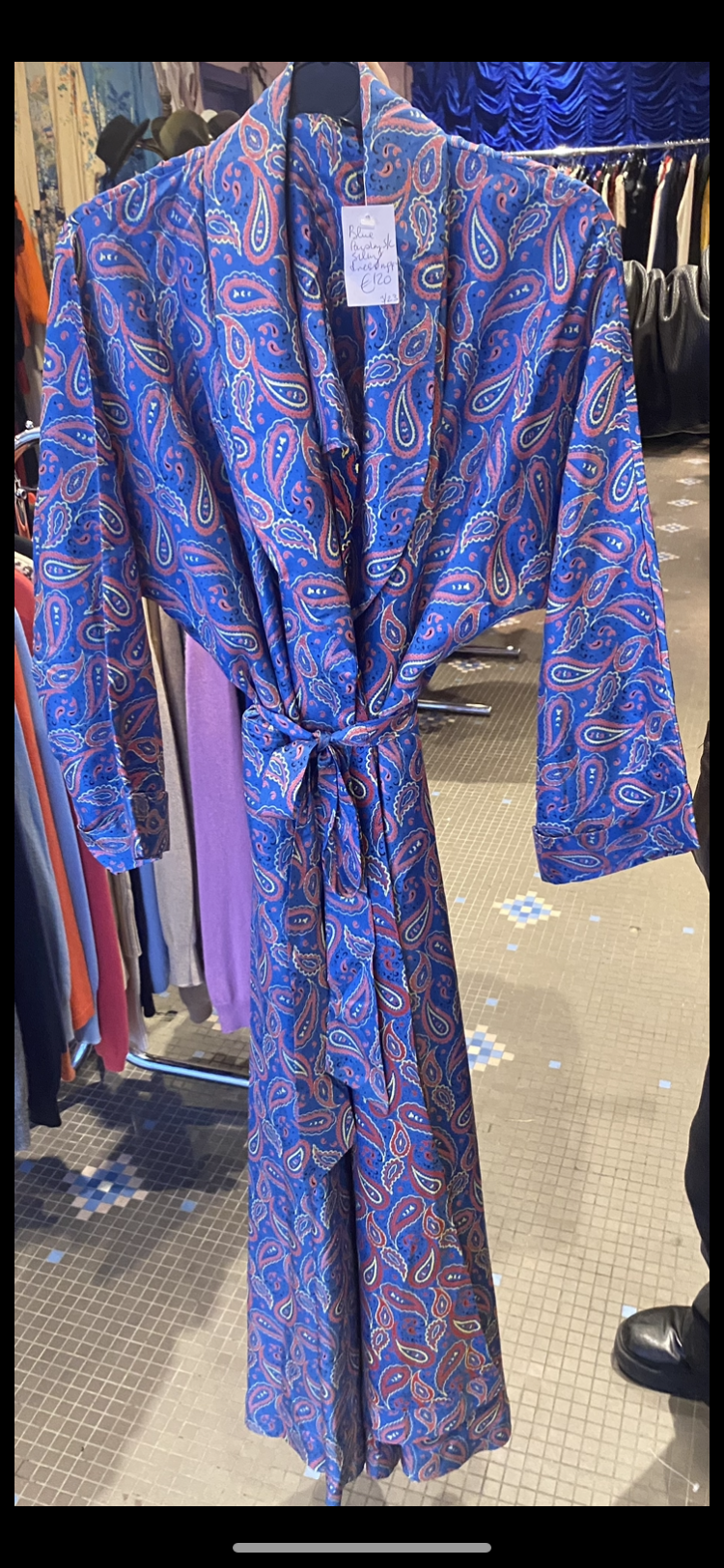 Paisley 40’s blue dressing gown with belt