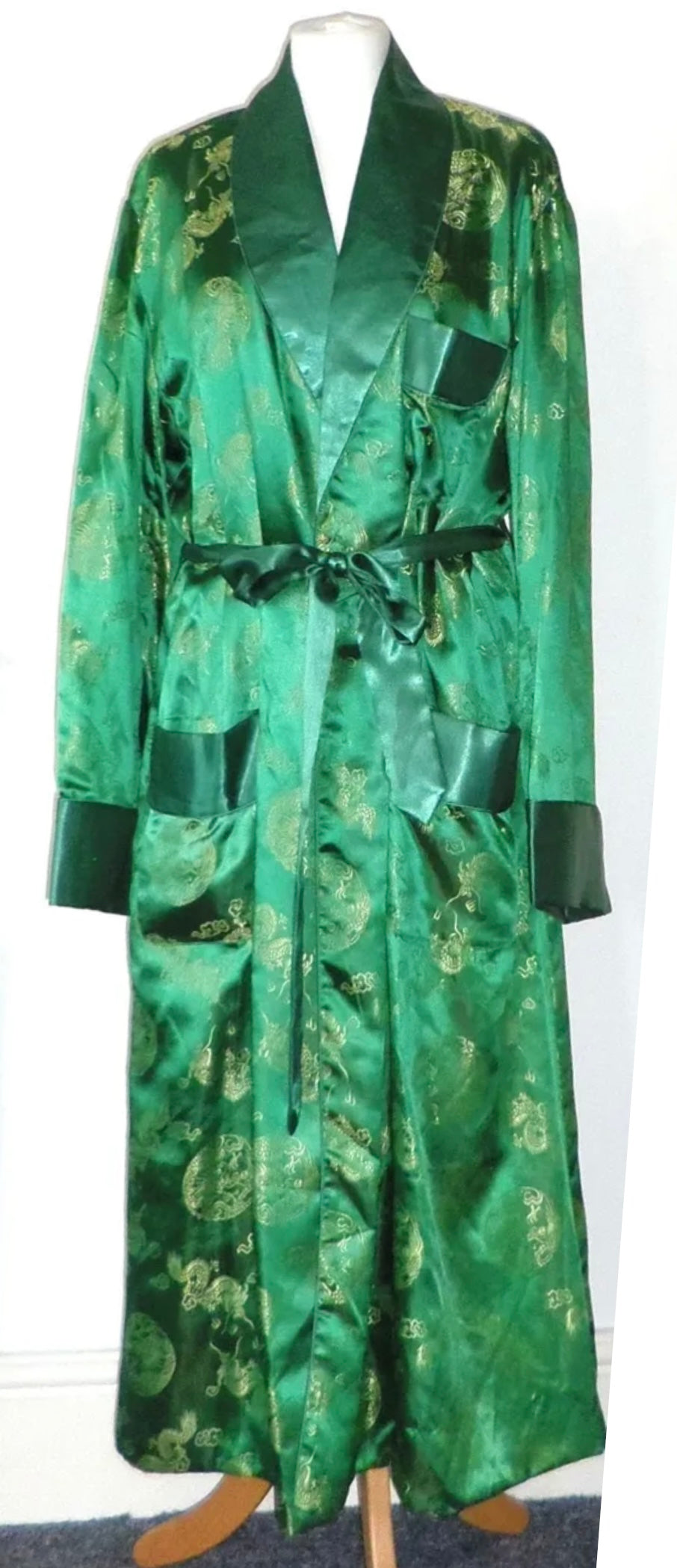 Emerald green vintage brocade XL robe
