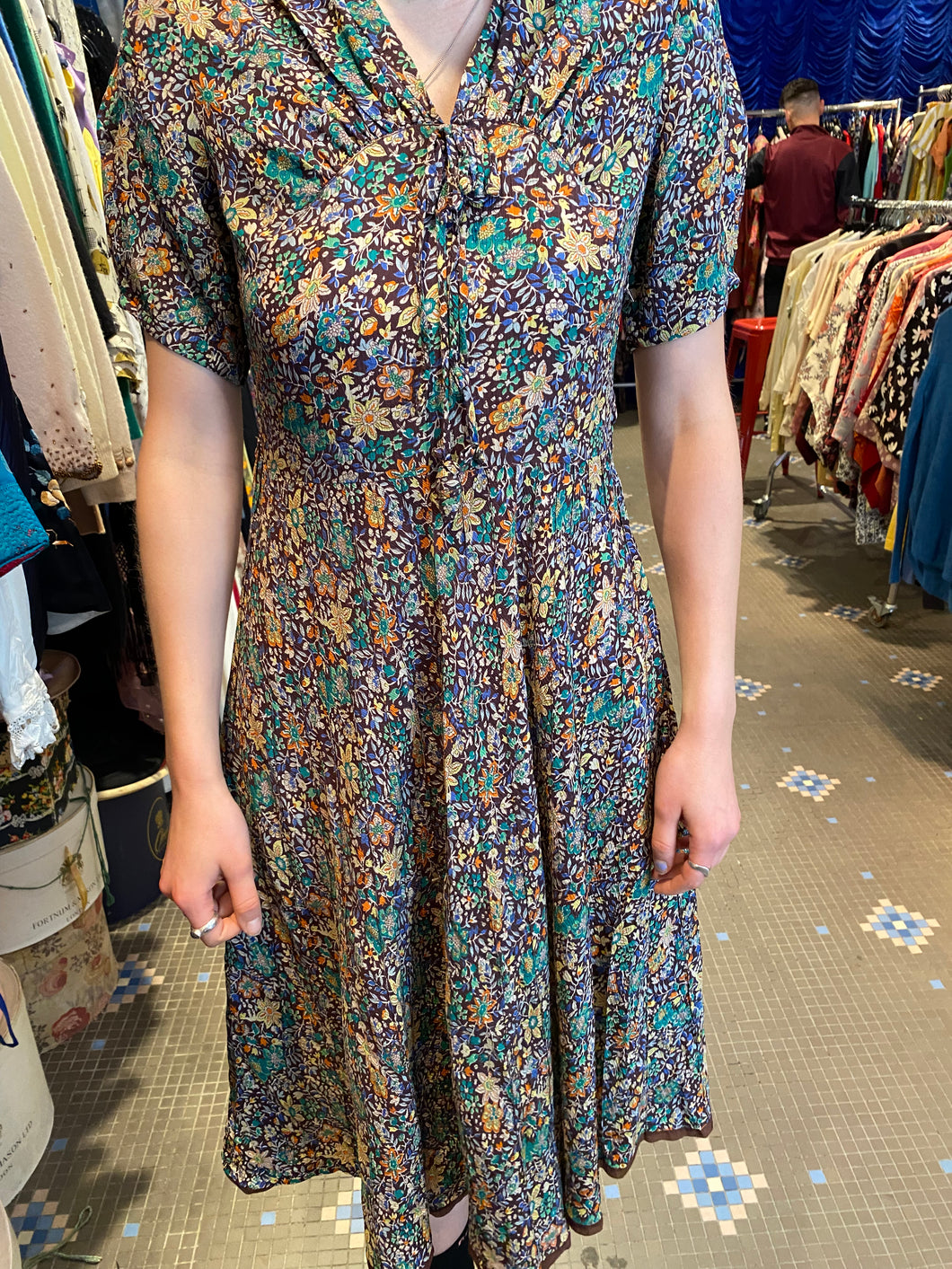 40’s silk crepe floral frock