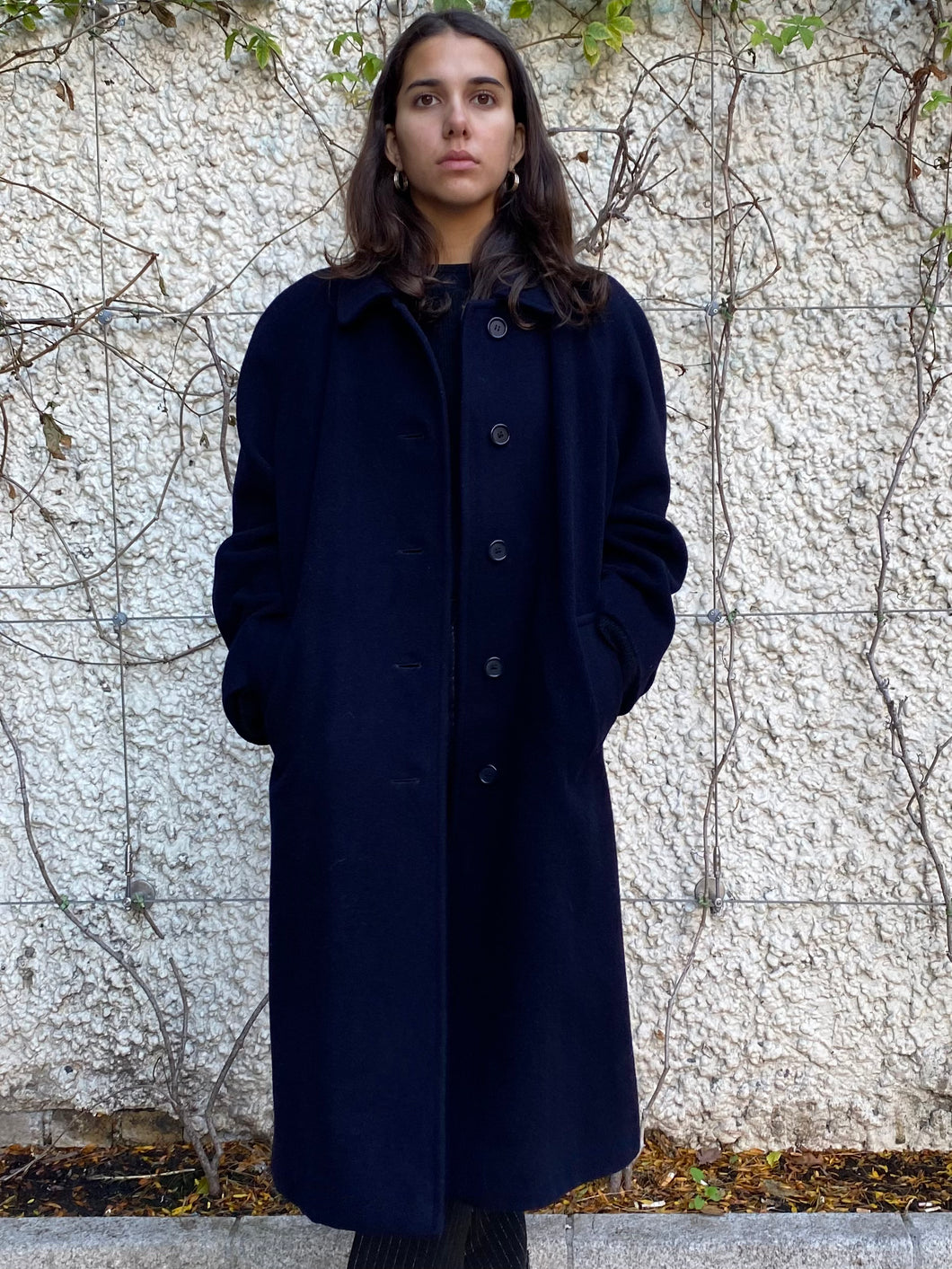 Burberry camelhair/wool navy coat