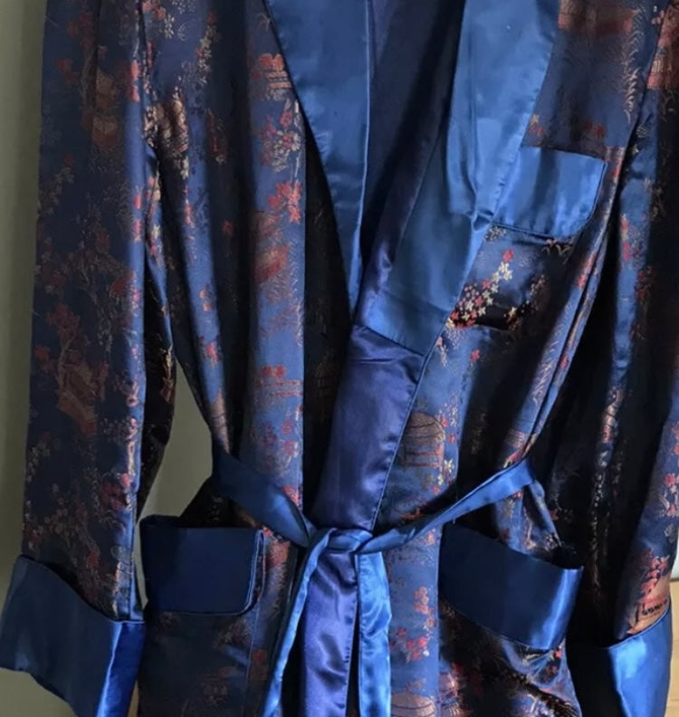 Brocade blue dressing gown