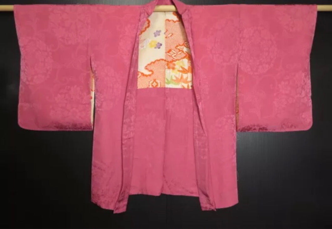 Pink silk reversible kimono jacket