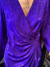 Load image into Gallery viewer, 1980&#39;s purple silk wrap over dress

