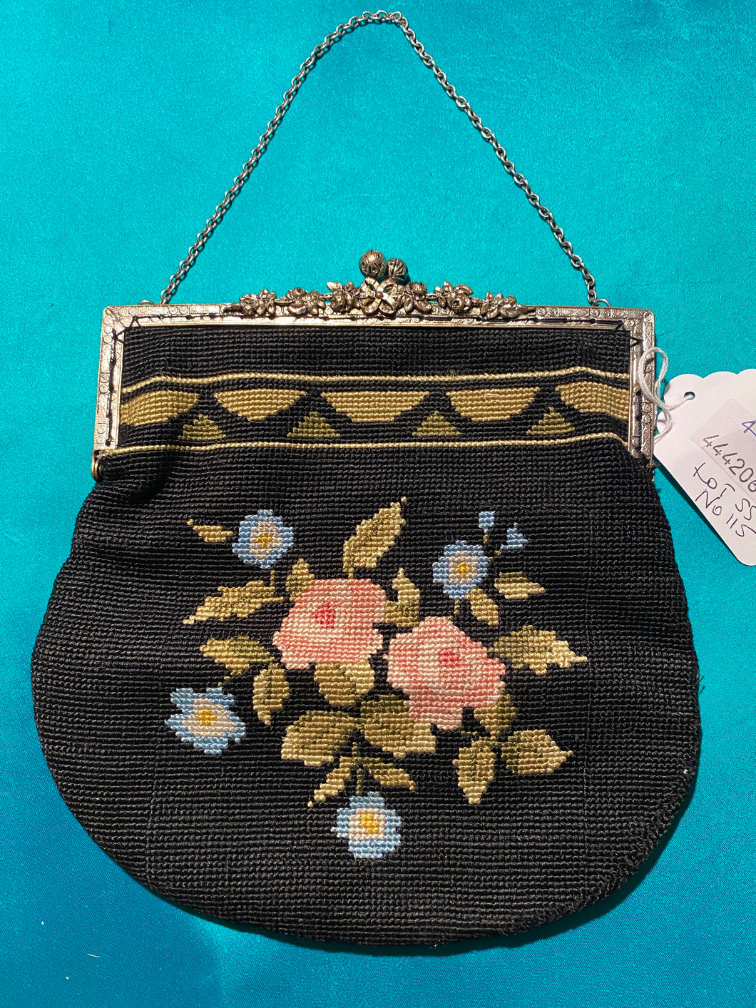 Tapestry vintage floral black bag
