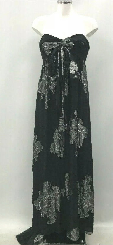 Nicole Miller Black silk lamé gown NWT