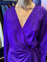 Load image into Gallery viewer, 1980&#39;s purple silk wrap over dress
