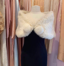 Load image into Gallery viewer, White Coney wrap with pompoms

