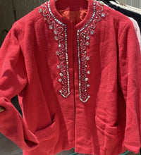 Load image into Gallery viewer, Wool red Beaded jacket
