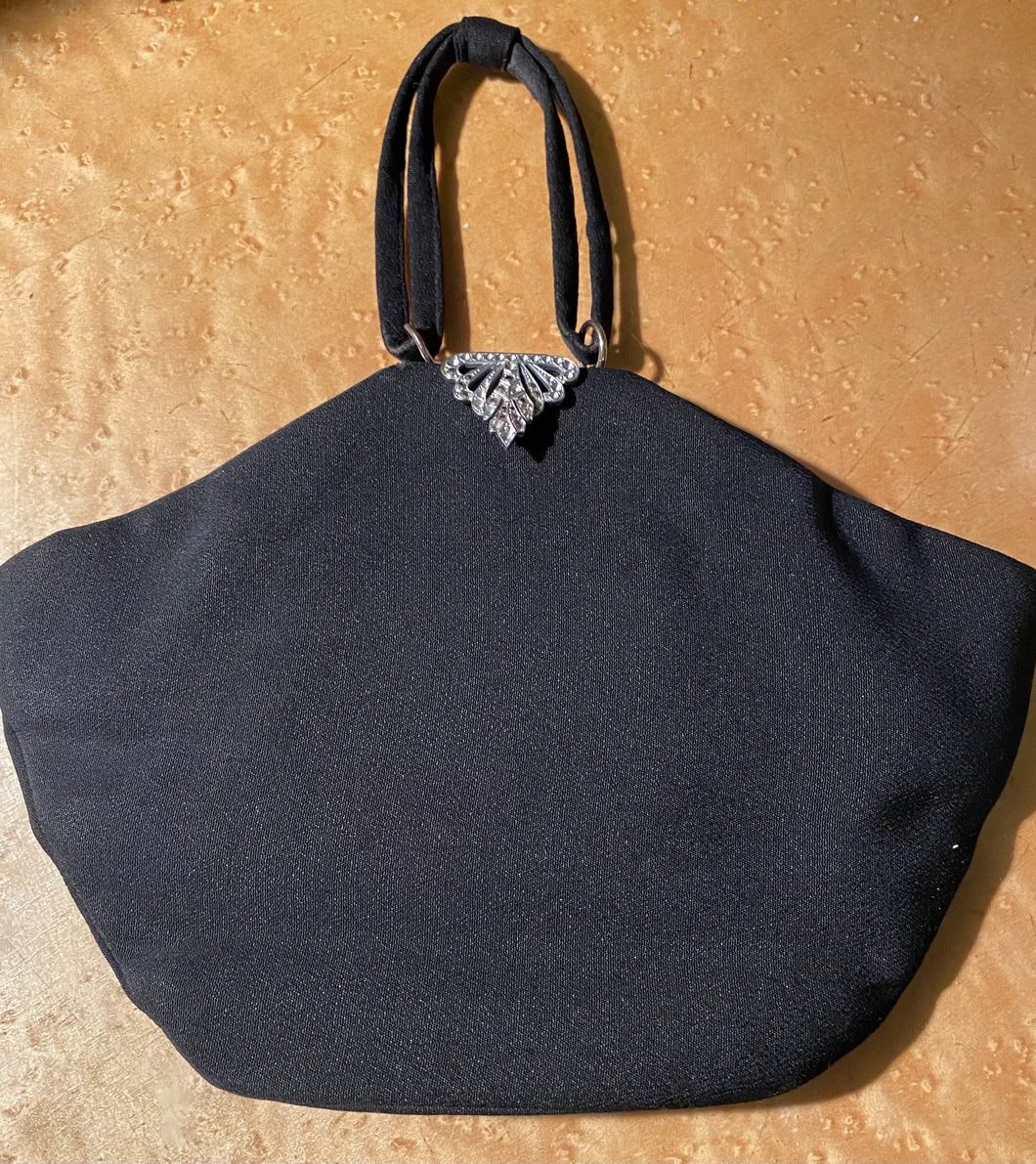 Black silk evening bag