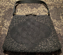 Load image into Gallery viewer, Black Art Deco cordé evening bag
