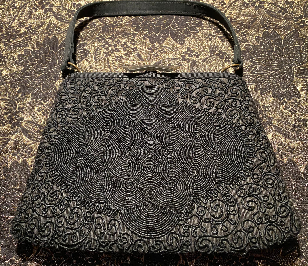 Black Art Deco cordé evening bag
