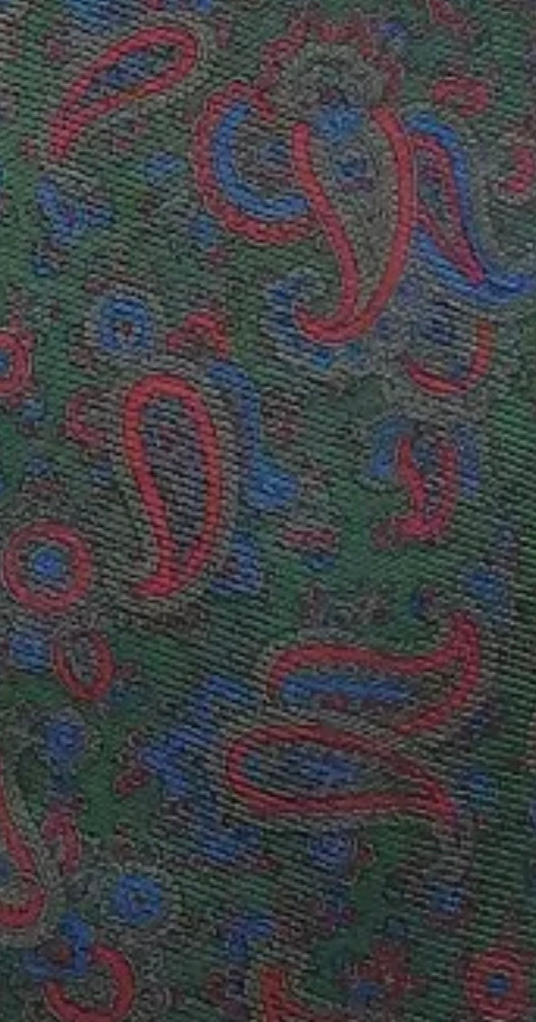 Faconnable green silk paisley tie