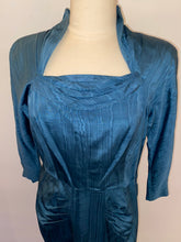 Load image into Gallery viewer, Moiré blue cocktail dress
