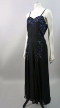 Load image into Gallery viewer, Black 1940’s beaded chiffon evening gown
