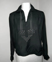 Load image into Gallery viewer, Vintage silk black blouse
