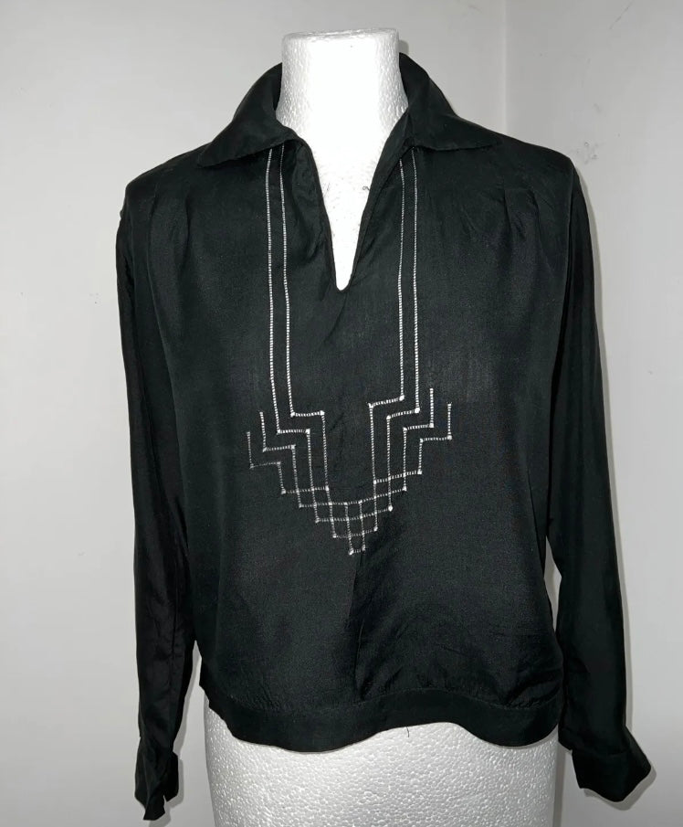 Vintage silk black blouse