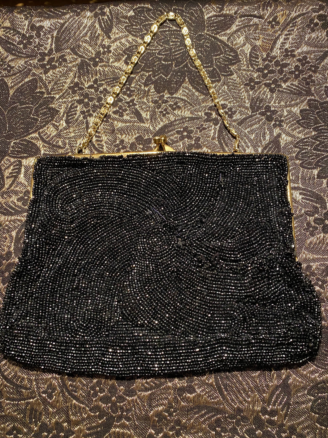 Vintage black beaded bag