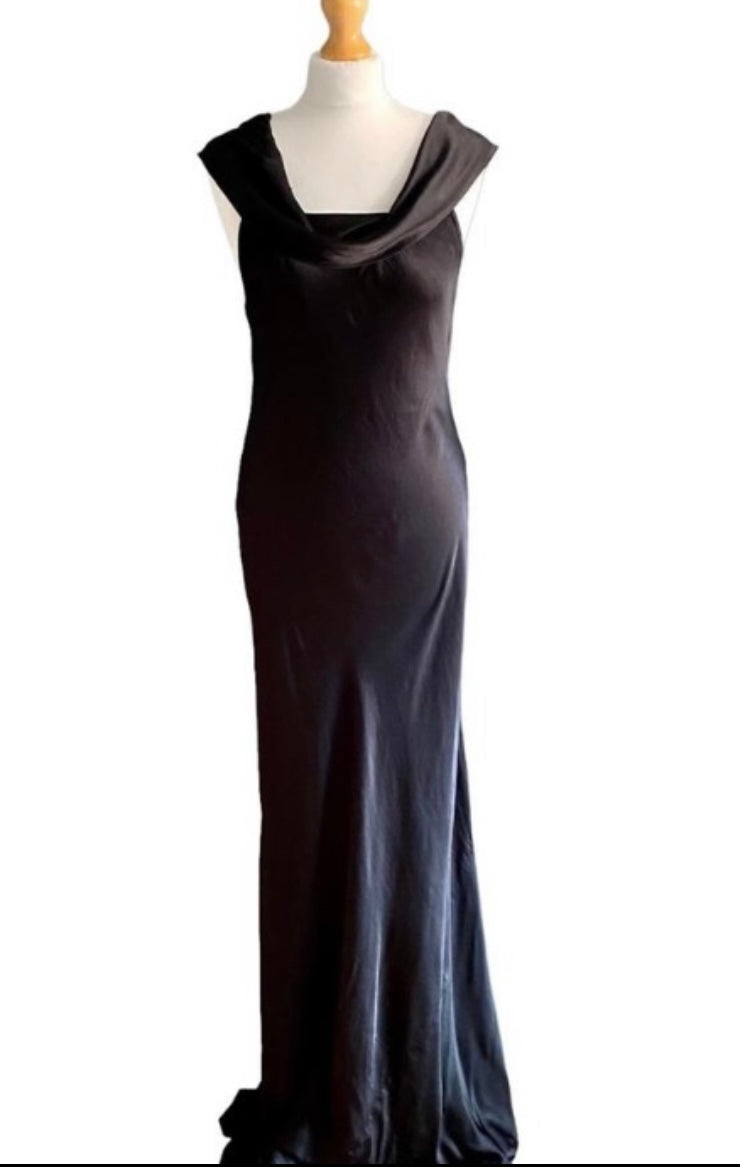 Ghost black bias cut gown