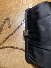 Load image into Gallery viewer, Satin black bag / diamanté stone clasp
