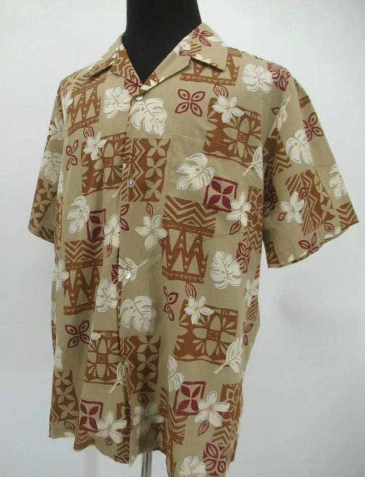 XL Howie tan genuine Hawaiian shirt