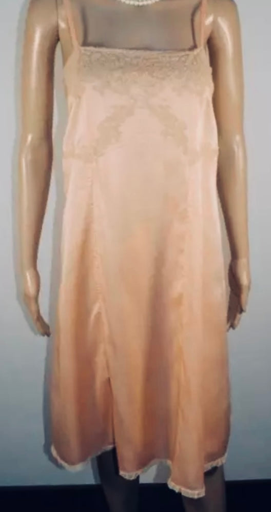 Peach silk  20’s Lacey slip