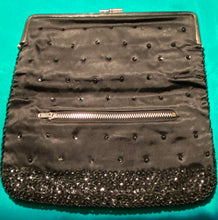 Load image into Gallery viewer, Black beaded and sequinned clutch bag
