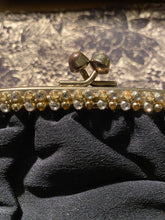 Load image into Gallery viewer, Black bag with gold and diamanté trim
