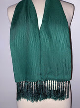Load image into Gallery viewer, Tootal green polka dot tasselled scarf
