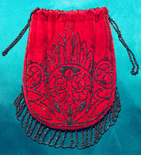Load image into Gallery viewer, Red velvet cut steel evening purse
