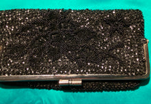 Load image into Gallery viewer, Black beaded and sequinned clutch bag
