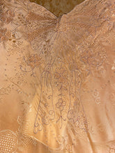 Load image into Gallery viewer, Exquisite peach silk embroidered night gown/ slip / dress
