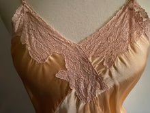 Load image into Gallery viewer, Slipper satin peach Lacey nighty
