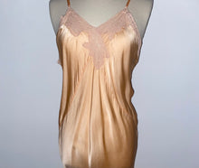 Load image into Gallery viewer, Slipper satin peach Lacey nighty
