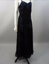 Load image into Gallery viewer, Black 1940’s beaded chiffon evening gown
