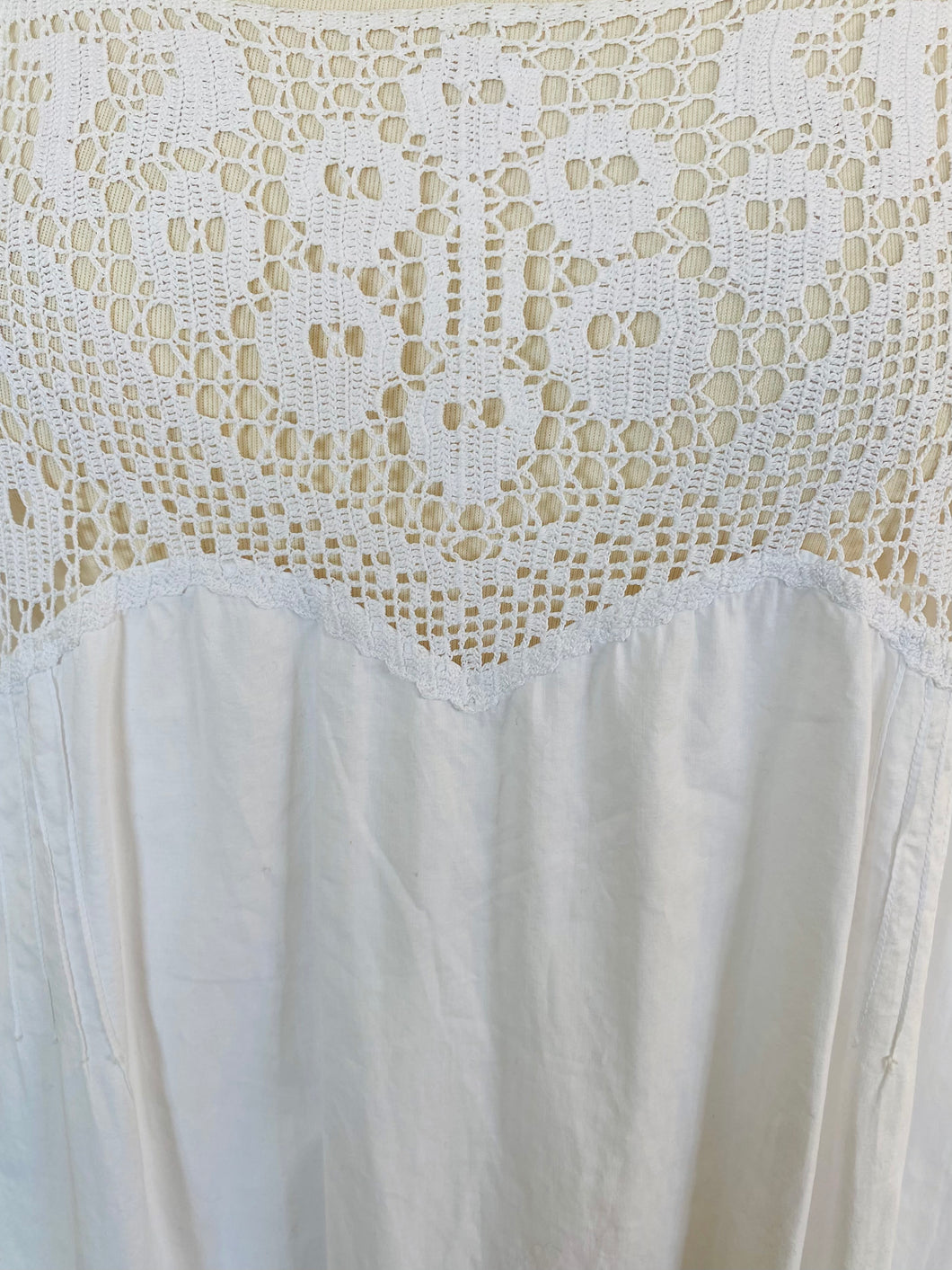 Victorian white cotton crochet nighty