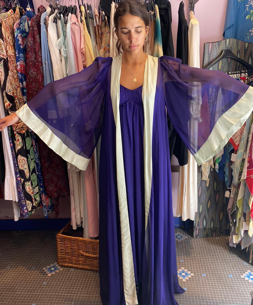 Silk purple negligee set