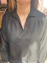 Load image into Gallery viewer, Vintage silk black blouse
