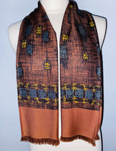 Load image into Gallery viewer, Tootal brown 50’s abstract print scarf
