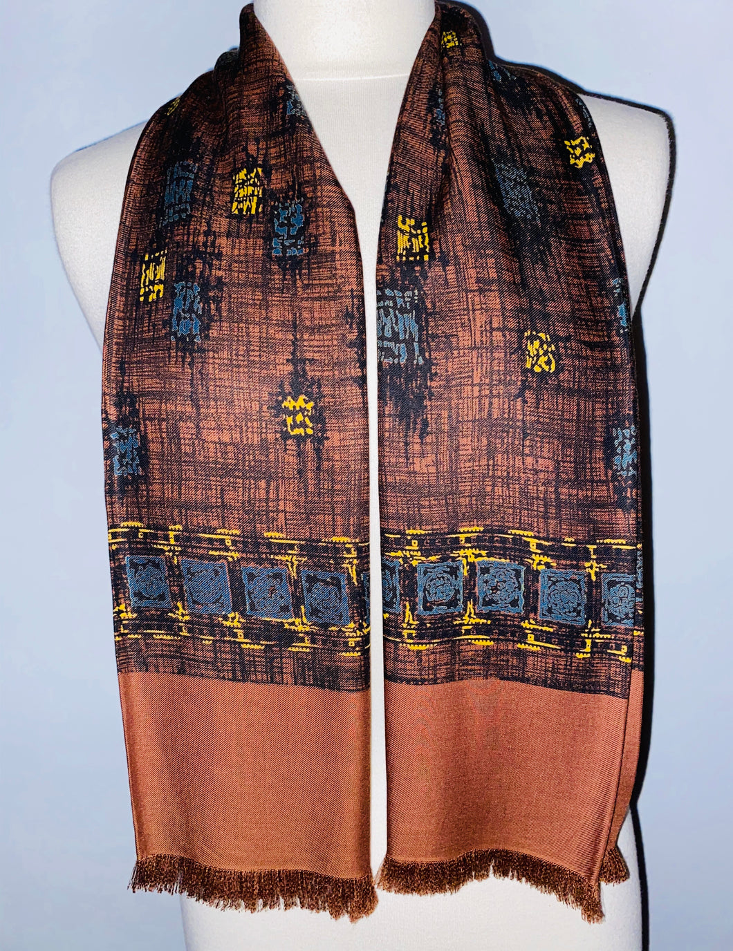 Tootal brown 50’s abstract print scarf