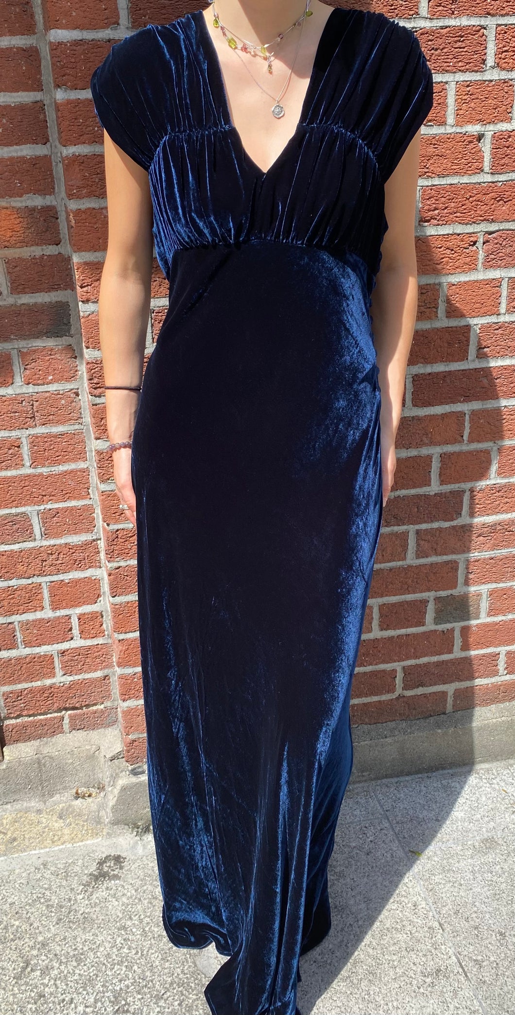 Midnight blue velvet gown